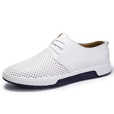 Imagem de ZZHAP tênis masculino casual Oxford respirável sem salto moderno, Branco, 8