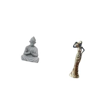 Imagem de Fenteer Estatueta de Buda E Macaco Sun Wukong E Escultura de Senhora Tribal Africana, Estátua em Miniatura Colecionável para Pátio de Hotel, Armário de Mesa E
