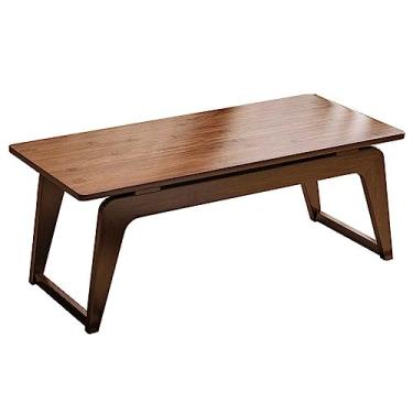 Imagem de Mesa baixa retangular multifuncional mesa de centro estilo bambu mesa de chá mesa de sala de jantar pequena dobrável para casa mesa de arte para crianças (castanho 70 * 37 * 34 cm)
