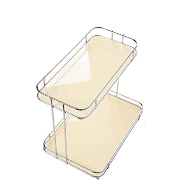 Imagem de Organizador de armário para cesta de banheiro e cozinha prateleira de armazenamento sob a pia prateleiras armário gaveta organização economizar espaço na bancada (cor: amarelo, tamanho: 29 * 19 * 25,5