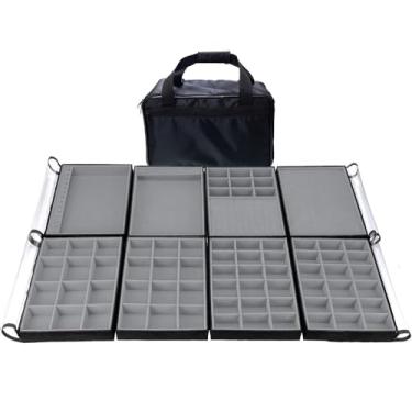 Imagem de Bolsa Grande Porta Joias 8 Bandejas Completas Organizadoras Para Joias Bijuteria Viagem Guarda Joia(Cinza)