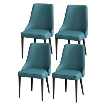 Imagem de Cadeira de jantar, cadeiras de jantar, cadeiras de jantar, modernas para cozinha, sala de jantar, conjunto de 4 cadeiras laterais para sala de estar, cadeiras de couro napa com perna de aço carbono