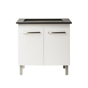 Imagem de Balcão Para Cozinha Cooktop 4 e 5 Bocas com 2 Portas Compacto Armario Balcão Resistente Jade (Branco 5 Bocas)