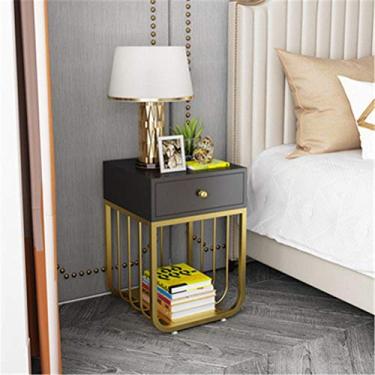 Imagem de Mesa de cabeceira moderna com 1 gaveta, mesa de cabeceira para sofá, mesa de armazenamento lateral