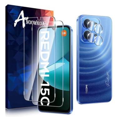 Imagem de Anoowkoa Pacote com 2 protetores de tela para Xiaomi Redmi 15C 4G + [2 unidades] protetor de vidro temperado para lente de câmera Redmi 15C 4G. Dureza 9H. Suporta desbloqueio de impressões digitais