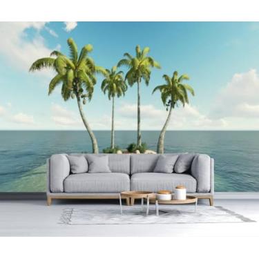 Imagem de Papel de parede Palmeiras a Island Peel & Stick Papel de parede autoadesivo removível mural de parede adesivo de fundo decoração de parede para sala de estar quarto