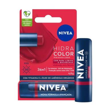 Imagem de Nivea Hidratante Labial Hidra Color Vermelho FPS 30 4,8g
