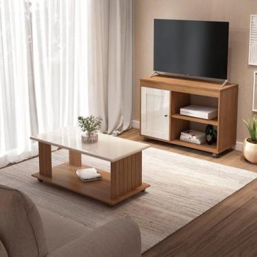 Imagem de Kit 2 Peças Sala de Estar Completa com Mesa de Centro e Rack Sampa - E