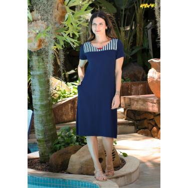 Imagem de Vestido Básico Pau a Pique Manga Curta Azul Marinho