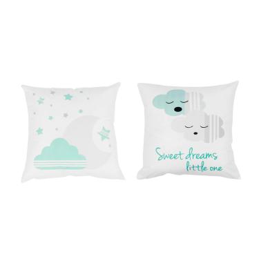 Imagem de Almofada Macia Nuvem Verde Branca Fibra Siliconada 2un