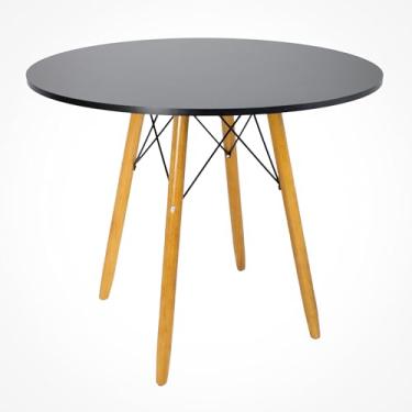 Imagem de Mesa Eiffel Redonda Preta 90cm Jantar Redonda Pés De Palito Eames