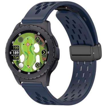Imagem de Compatível com pulseiras de relógio SkyCaddie, pulseiras de substituição de silicone respirável compatíveis com relógios inteligentes SkyCaddie LX2, LX5, LX5C (azul, pulseira de tamanho de 22 mm)