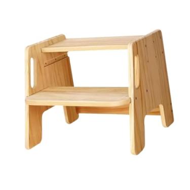 Imagem de WeiLaiKeQi Banco de banheiro, degrau auxiliar de banheiro, degrau de madeira de camada dupla para viagem