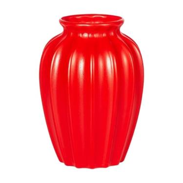Imagem de KiBcsLic Vaso de flores para sala de estar, decoração moderna, rústica, criativa, armazenamento de água, plantador, quarto, cozinha, decoração para casa, Vermelho