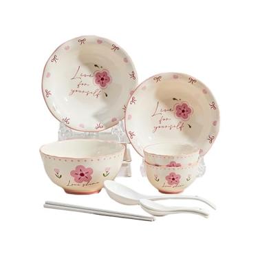 Imagem de Pratos domésticos de cerâmica sob o esmalte requintado de alta temperatura conjunto de 10 peças para 2 pessoas