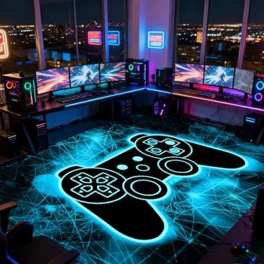 Imagem de Tapete grande de 2,5 x 3,5 m para salas de jogos, para quarto de meninos, videogame, tapete para adolescentes, controle de jogador, para quarto de crianças