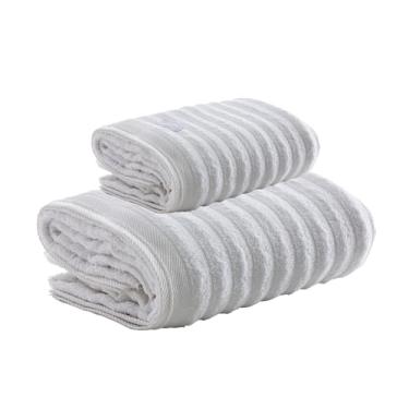 Imagem de Kit Toalha de Banho e Rosto Aura 100% Algodão, Fio Penteado, Alta Absorção e Maciez, Gramatura 520g/m² e 500g/m², Design Sofisticado, Toque Suave, Ideal para Casa e Hotel - Altihaus (Branco)