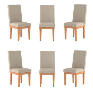 Imagem de Kit 6 Cadeiras de Jantar Reforçadas com Base em Madeira