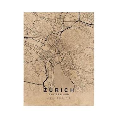 Imagem de Pintura Em Tela Do Mapa Mundial, Arte De Parede Com Cidades De Paris, 