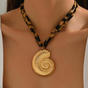 Imagem de Colar de cachecol, estilo bandana, joia com pingente de concha para mulheres, acessório de declaração