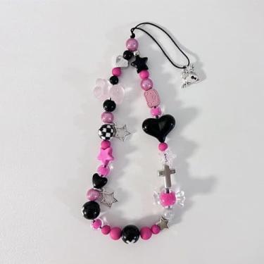 Imagem de Berloques fofos - Chaveiro de célula estética Y2K com alça de contas - Pingente legal de coração de borboleta de urso para bolsa, decoração de pingentes de câmera (#3)