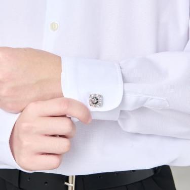 Imagem de Abotoaduras masculinas de aço inoxidável para homens bandeira americana/zircão/pai/geométrico/forma/música abotoaduras presentes de casamento de negócios para ele, One Size, Aço inoxidável, Zirconita