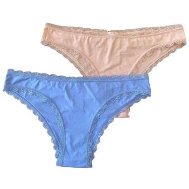 Imagem de KIT 2 CALCINHAS BASIC+ LINGERIE PÊSSEGO CLARO/AZUL ESTONADO GG