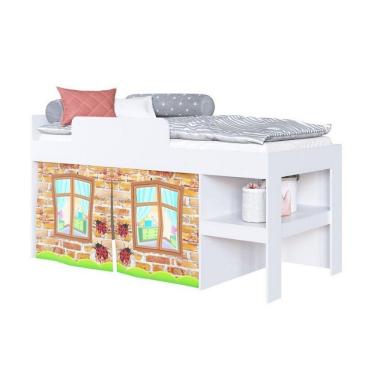 Imagem de Cama Infantil Com Protetor E Cortina 90 Imaginação Meu Fofinho Art In Móveis Branco
