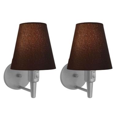 Imagem de Kit-2 Arandela Cone Md-2013 Cinza C- Inter Liga E Desl Cúpula Em Tecido Café - Bivolt