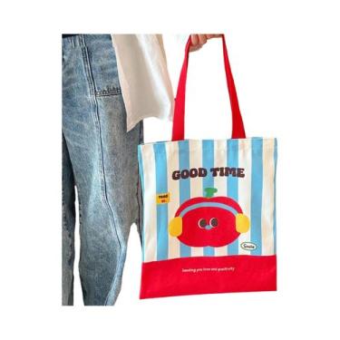 Imagem de Bolsa De Lona Dupla Face Com Desenho De Gatinho Fofo Da Apple Para Est