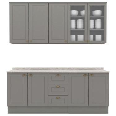 Imagem de Cozinha Modulada 200 Cm Ce854 Americana Cinza Calcare Henn - MÓVEIS HE