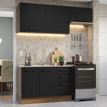 Imagem de Armário De Cozinha Compacta 180cm Rustic/preto Agata Madesa