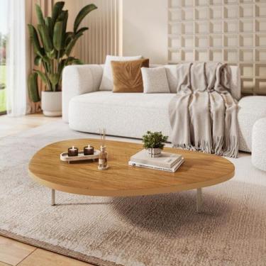 Imagem de Mesa De Centro Decorativa Orgânica Pé Metal Tampo Mdf Moderna - DVC Ho