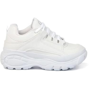 Imagem de Tênis Plataforma Feminino Branco, Casual Esportivo para Caminhada e Corrida (BR, Adulto, Numérico, M, 34)