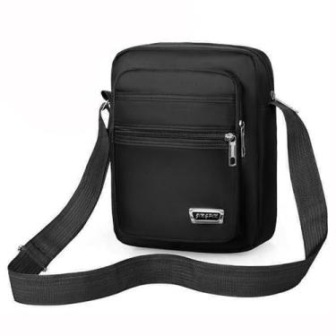 Imagem de Bolsa tiracolo masculina de tecido Oxford, elegante, funcional para uso externo e comercial, Preto