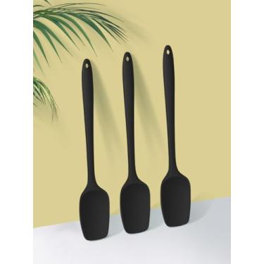 Imagem de Pacote com 3 espátulas de colher de silicone °C °C resistente ao calor conjunto de raspadores de borracha de grau alimentício para cozinhar, assar e misturar - Utensílios de cozinha antiaderentes