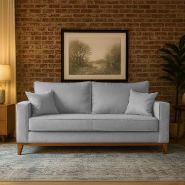 Imagem de Sofá Living Beny 3 Lugares 1,80m Linho Cinza