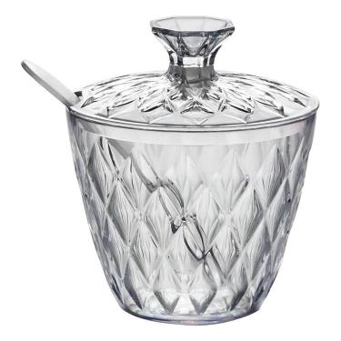 Imagem de Açúcareiro Plástico Com Tampa E Colher Glamour Porta Açúcar