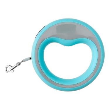 Imagem de Guia Retrátil para Cães, Corda 2.5m, Suporta até 15kg, com Botão de Segurança, Ideal para Passeios e Viagens (Azul Claro)