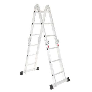 Imagem de Escada Articulada Alumínio Multifuncional 12 Degraus 4x3 Altura de 3,3