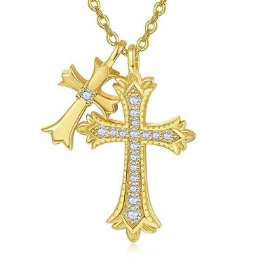 Imagem de AENEAS Colar de cruz para mulheres, colar de prata esterlina, corrente de cruz não manchada, pingente de cruz - presentes cristãos para mulheres, presentes religiosos, Prata esterlina preenchida com