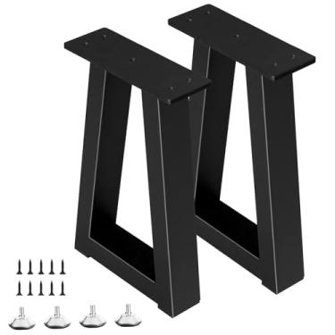 Imagem de Rioychan Pernas de mesa de metal trapézio de 35,5 cm