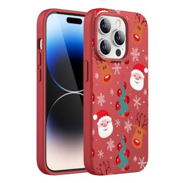 Imagem de YCJACE Capa de telefone de Natal para iPhone 17 Pro Max, design de Papai Noel vermelho fosco silicone líquido macio antiderrapante à prova de choque capa protetora de Natal para meninas e meninos 6,7