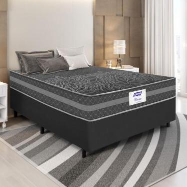 Imagem de Cama Box Casal 138cm Molas Ensacadas Macau Gazin, Chumbo Preto