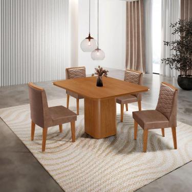 Imagem de Mesa De Jantar Eloise Canto Copo 4 Cadeiras Moderna Mobília Tork/naturale