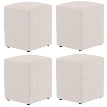 Imagem de Kit 04 Puffs Quadrado L02 Decorativo Linho Cru - Lyam Decor