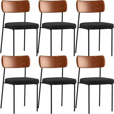 Imagem de Kit 06 Cadeiras Para Sala De Jantar Melina L02 Camel Chumbo