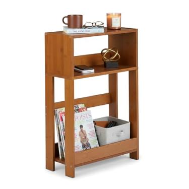 Imagem de ZEXVIDA Mesa lateral estreita, mesa de cabeceira fina de bambu, mesas de sofá pequenas para sala de estar, quarto, escritório