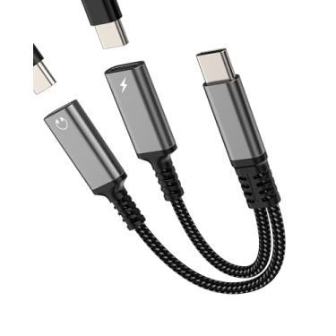 Imagem de Divisor de fone de ouvido USB C duplo para iPhone 16 15 Pro Max (2 em 1) cabo de conector de carregador de áudio, cabo auxiliar de carregamento rápido para fone de ouvido Apple multiportas para iPad