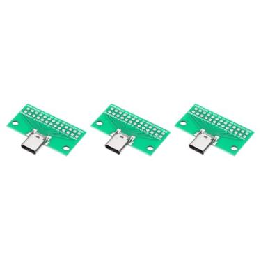 Imagem de Generic 3 peças tipo C fêmea USB 3.1 testador adaptador de placa PCB verde, DIP dupla face com 26 furos de fixação, soquete conector de 2,54 mm para transferência de fio de dados